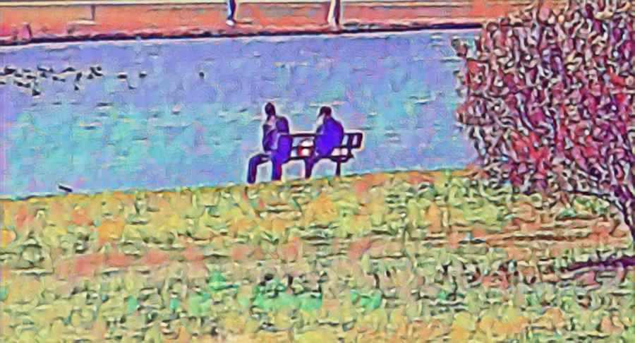 sitting on the bench